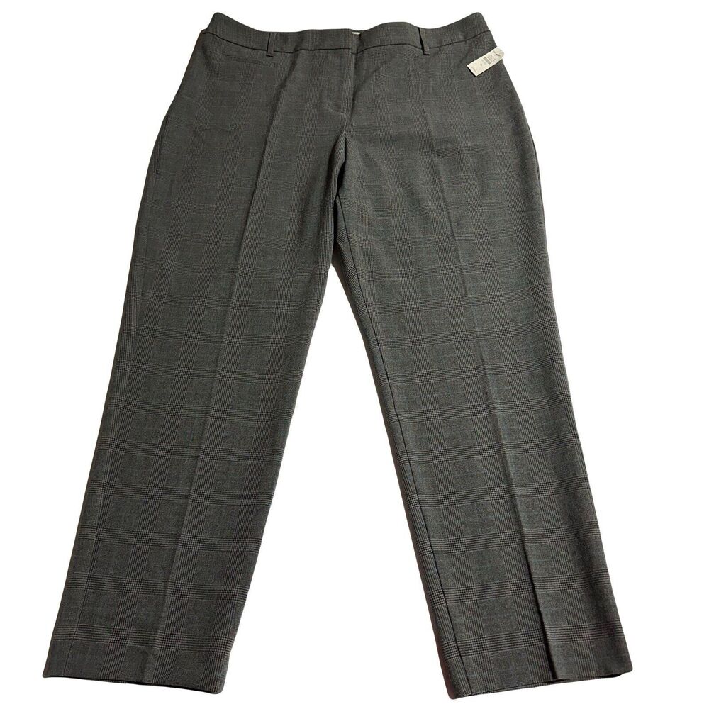 TALBOTS Women’s Curvy Trousers Size 16 Gray Dress Pants Glen Plaid Straight NWT